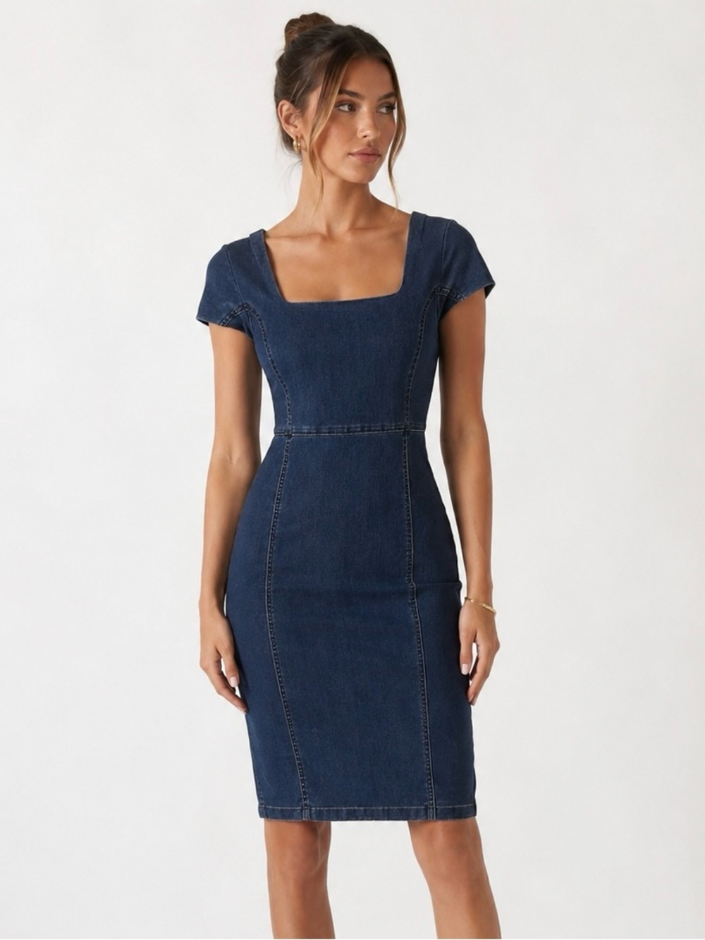 Armani Jeans Blue Denim Bodycon Midi Dress